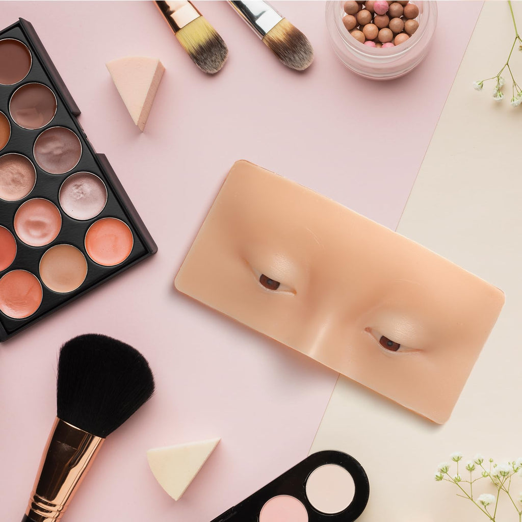 Makeup Practice Face Board, 3D Reusable Silicone Makeup Mannequin Face with 5PCS Makeup Brush, Eye Makeup Practice Face for Makeup Beginner or Professional Enthusiasts