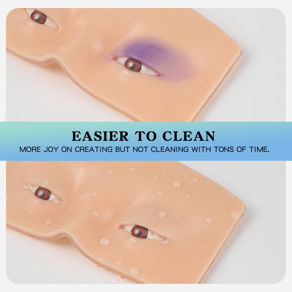 Makeup Practice Face Board, 3D Reusable Silicone Makeup Mannequin Face with 5PCS Makeup Brush, Eye Makeup Practice Face for Makeup Beginner or Professional Enthusiasts