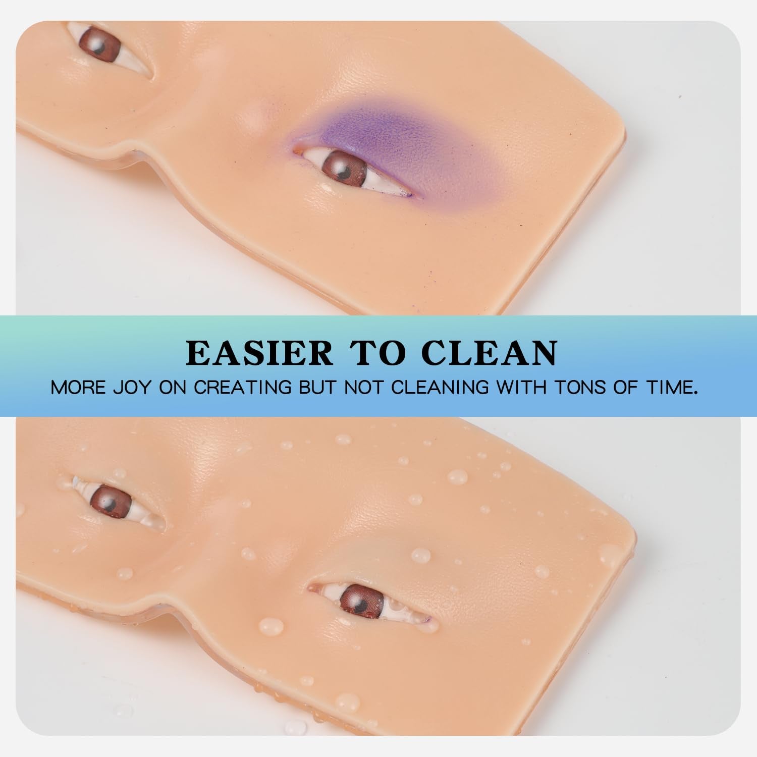 Makeup Practice Face Board, 3D Reusable Silicone Makeup Mannequin Face with 5PCS Makeup Brush, Eye Makeup Practice Face for Makeup Beginner or Professional Enthusiasts